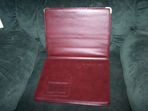 Vtg burgundy cambridge leather ampad 30-812 journal/goldtone corners/11&#034;wx13&#034;l for sale