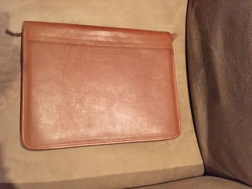 COACH BROWN LEATHER PORTFOLIO ATTACHE NOTEPAD CASE zipper open gently Used
