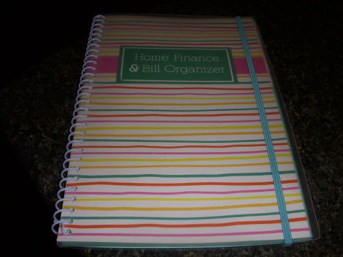 New-Home Finance &amp; Bill Organizer Sorter w/pockets Spiral Bound-Stripes Color