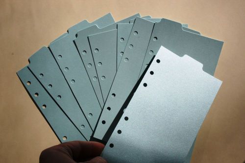 9 Shimmery light blue  Filofax Personal size  dividers monthly subject top tab
