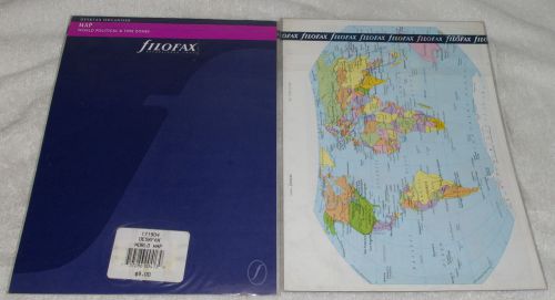 FILOFAX DESKFAX Map World Political &amp; Time Zones Refill Insert Organizer Agenda