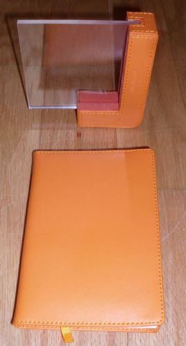 Orange leather desk set journal/planner &amp; frame new for sale