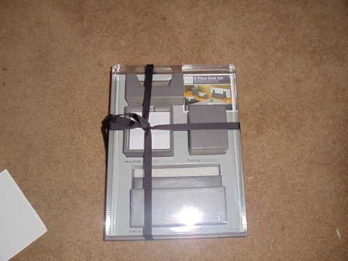 Realspace gray leather desk set 5 piece brand new in box