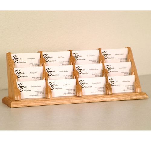 Business Card Display - 12 Pocket - Light Oak