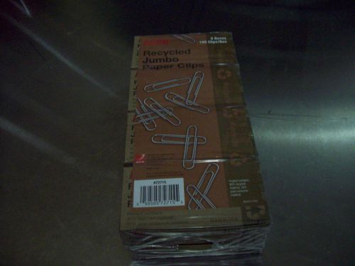 ACCO   Recycled Jumbo Paper Clips  8 Boxes Of 100     SAVE OUR PLANET