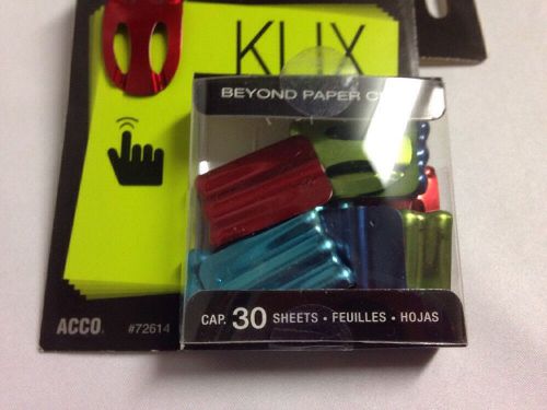 Acco Klix 2 packs Colors Metal Fasteners Clicker Paper Clips 10 per package NIP