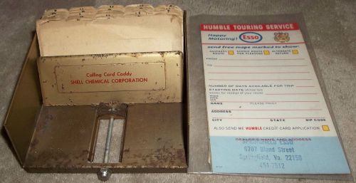 Lot Vintage Metal SHELL CHEMICAL CORP Calling Card Caddy TARCO MFG. CO. &amp; ESSO &amp;