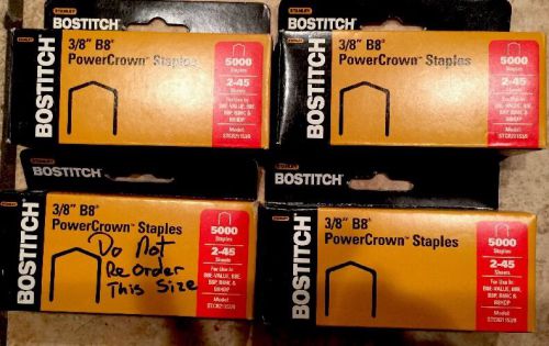 4 BOXES BOSTITCH B8 POWERCROWN STAPLES 3/8&#034; LEG LENGTH, 5000/BOX