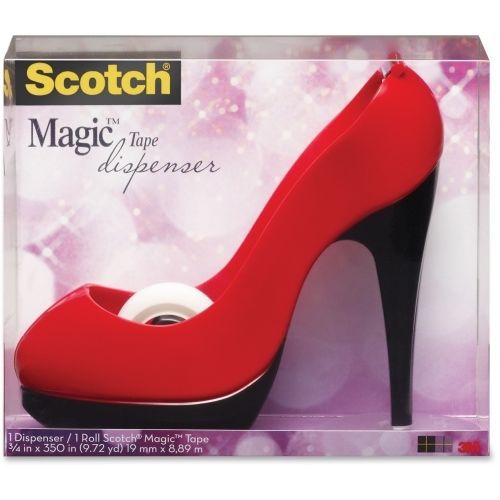Scotch magic tape shoe dispenser - two-tone  - 1&#034; core- red for sale