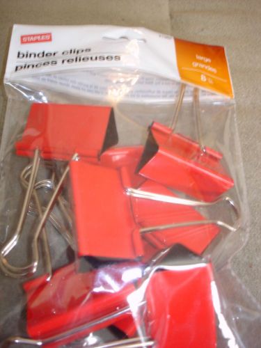 RED BINDER CLIPS LARGE  2 INCHES  QTY 8