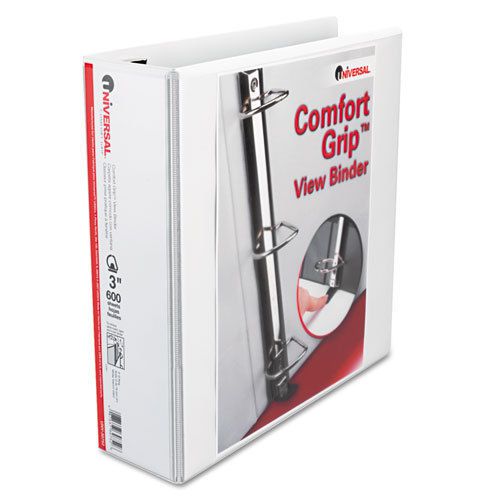 Comfort Grip Deluxe Plus D-Ring View Binder, 3&#034; Capacity, 8-1/2 x 11, White