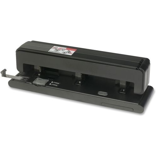 Business Source Effortless 2-3 Hole Punch - 3 Punch Head - Black - BSN62878