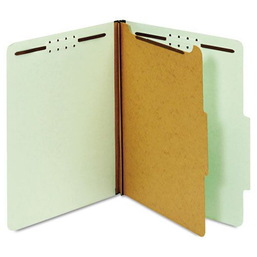Pressboard classification folders, 4 fasteners, 2/5 cut, letter, green, 10/box for sale