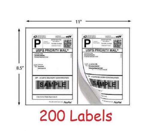 Shipping Labels 200 Blank Self Adhesive Printer Paper Paypal Postage 8.5 x 5.5