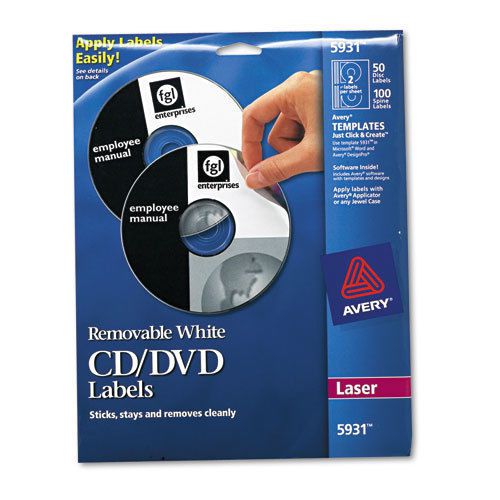 Laser CD/DVD Labels, Matte White, 50/Pack