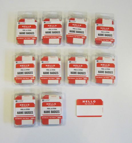 1000 RED &#034;HELLO MY NAME IS&#034; NAME TAGS LABELS BADGES STICKERS PEEL STICK ADHESIVE