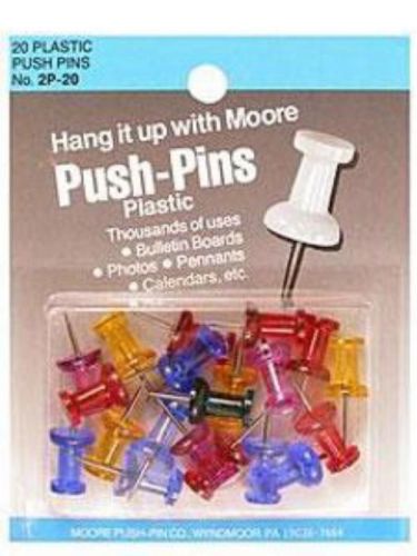 Moore Plastic Push Pin Assorted-20 Count