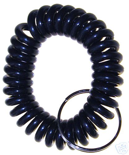 New Pack of 10 Wrist Coil Key Chain Key Ring Holder BLACK US FAST FREE SHIPPING