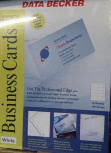 Data Becker Smooth Edge Laser/Ink Jet Business Card Stock 100 sheets/1000 cards!