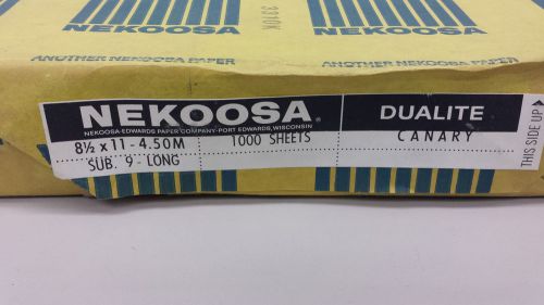 Nakoosa Dualite Paper, 1000 Sheets, Canary, 8.5 x 11