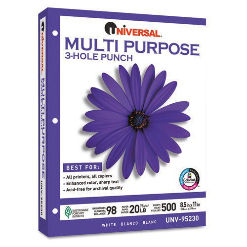 Universal Multi-Purpose Three-Hole Punched White Copy Paper - UNV95230