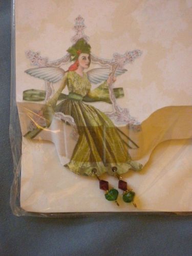 Laini&#039;s Angels Beveled Notepad Angel Wand Christmas Green Fairy Snowflake