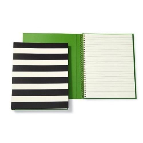Kate Spade New York Spiral Notebook - Black/White Stripe - NWT