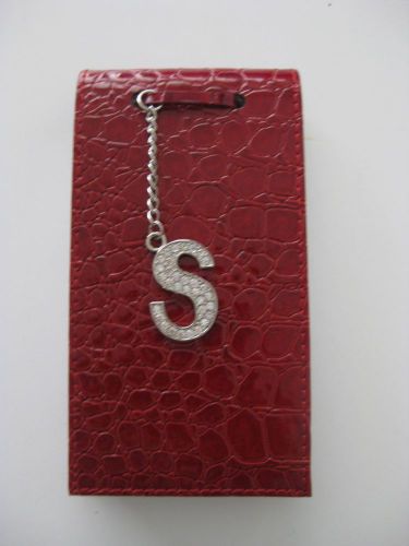 3.5&#034; X 7&#034; SMALL LEATHER NOTEPAD RED COLOR WITH LETTER &#034;S&#034;