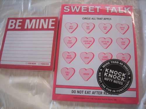 Knock Knock Be Mine Sticky Notes and Sweet Talk Note Pad