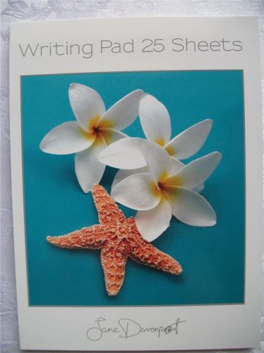 Writing Note Pad Paper New 25 Lined Sheets Floral Frangipani &amp; Star Fish Design