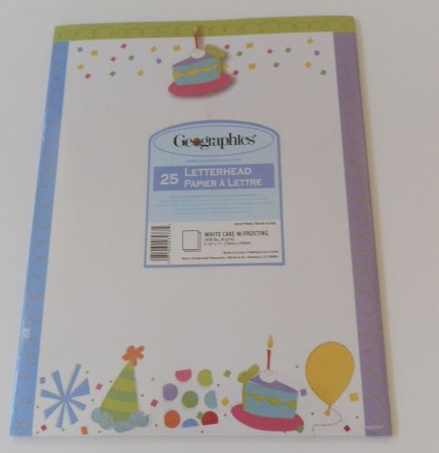 GEOGRAPHICS LETTERHEAD - &#034;WHITE CAKE/FROSTING&#034; - 25 SHEETS - 8.5&#034; X 11&#034;
