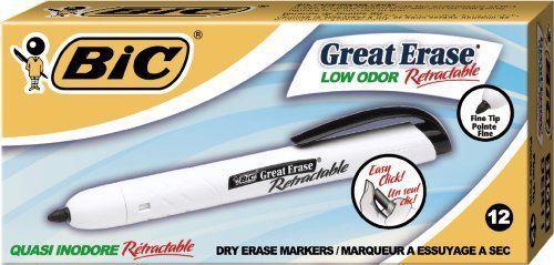 Bic great erase retractable dry erase marker - fine marker point type (der11bk) for sale