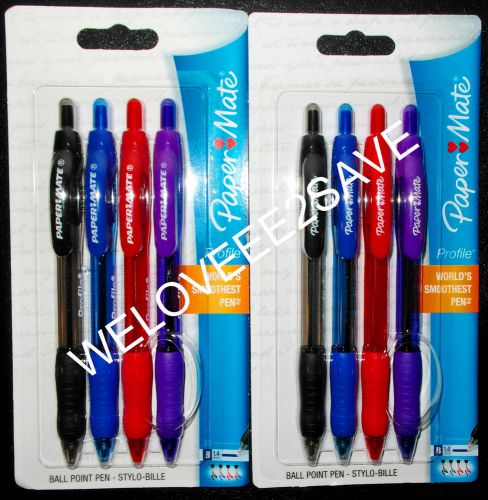 2 Packs PaperMate Profile *Brand New* Ball Point, 1.4 mm, Assorted Colors, 89473