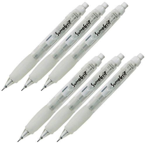 Sakura Sumo Grip Mechanical Pencil with eraser 0.9mm Width CLEAR Case, 6 Sets