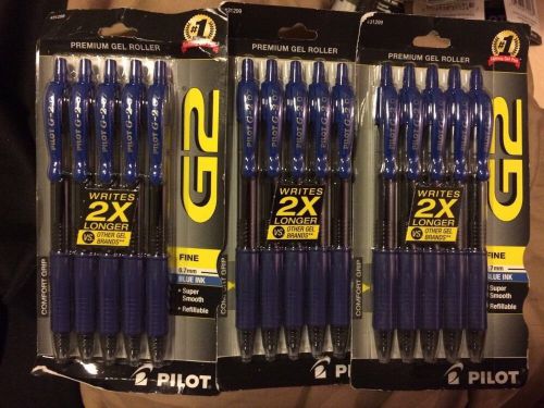 WOW 15-Brand New Pilot G2 0.7MM-Fine Blue Ink Gel Rt Pens Best Buy 15 Pens