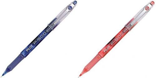 Pilot P-500 Gel Ink Rollerball Pens, 0.5 mm, Extra Fine Point, 12 Blue / 12 Red