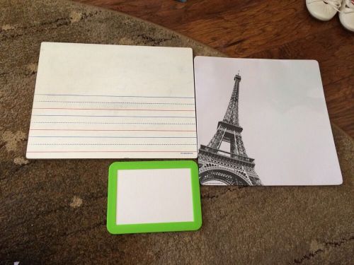 Lot Of 3 White Dry Erase Boards (locker, Paris, Handwriting)