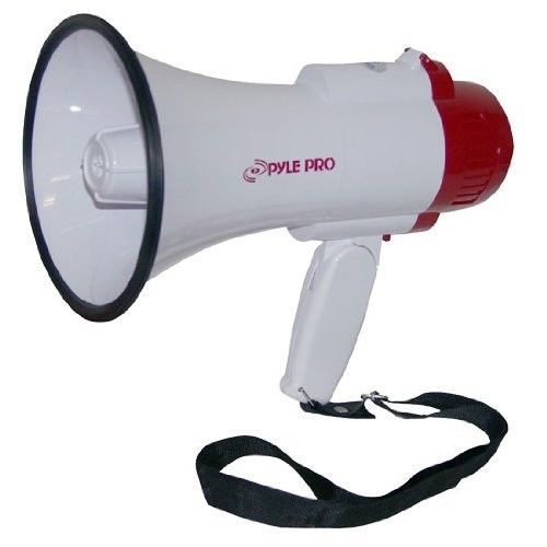 Handheld professional megaphone bullhorn siren w/ strap white 800 yard portable for sale