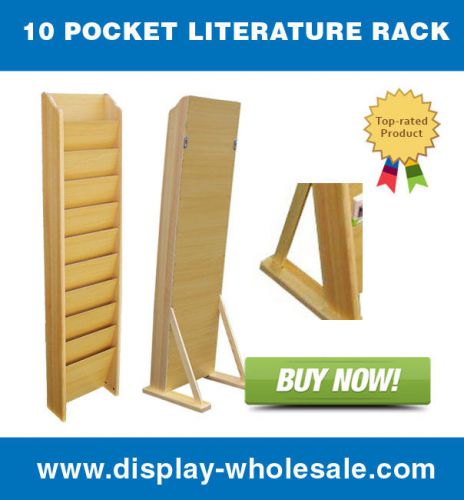 10 Pocket Wooden Magazine/ Literature Rack Wall Mount