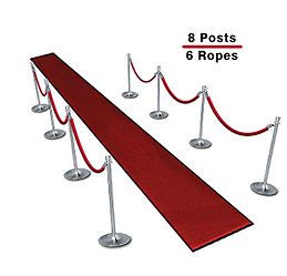 Queueing Stantions (8-Pack with 6 Red Velvet Ropes)