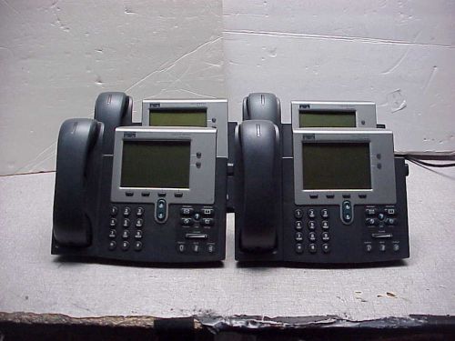 Lot (4) Cisco CP-7941G 7941 Office Display Phones w/Handsets &amp; Stands Attached