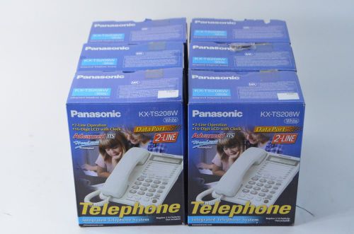 Lot of 6 Panasonic KX-TS208W Integrated Telephone System AS IS