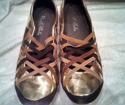 Navid O Nadia Gold Metallic Flats/Tennis shoes - 10M elastic criss cross straps