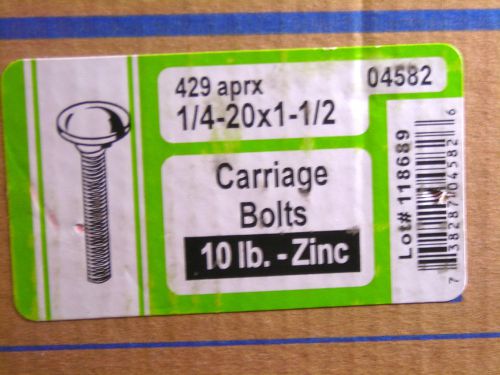 Midwest #04582 1/4-20x1-1/2 carriage bolts zinc 10 pounds 429 aprx for sale