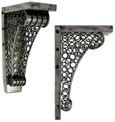 1 pair Victorian Ringlet Brushed Steel Metal Corbels/Braces JCOR8