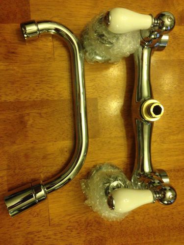 American Standard Wall Mount Kitchen 8&#034; Swivel Spout With Porcelain Handles