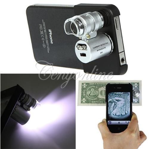 60 x zoom mini uv led microscope magnify magnifier micro lens for iphone 4 4s for sale