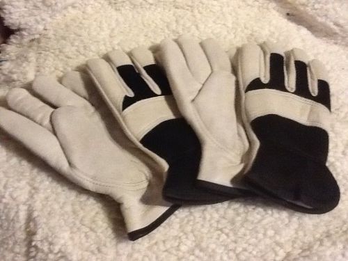 2 NEW PR SOFT COWHIDE SIZE LG BLACK/WHITE VENTED MATERIAL ON BACK WINTER LINED