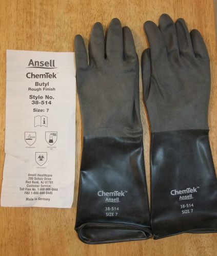 Ansell ChemTek Butyl Rough Finish Gloves, 38-514 Size 7, Small, One Pair 14 mils