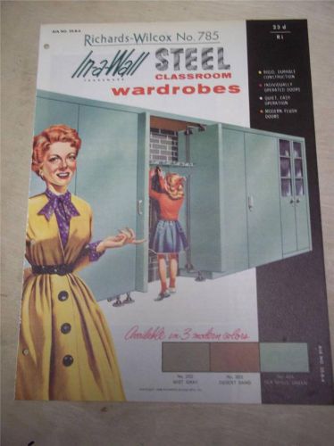 Vtg Richards-Wilcox Brochure~School/Classroom Steel Wardrobes~Catalog~1956